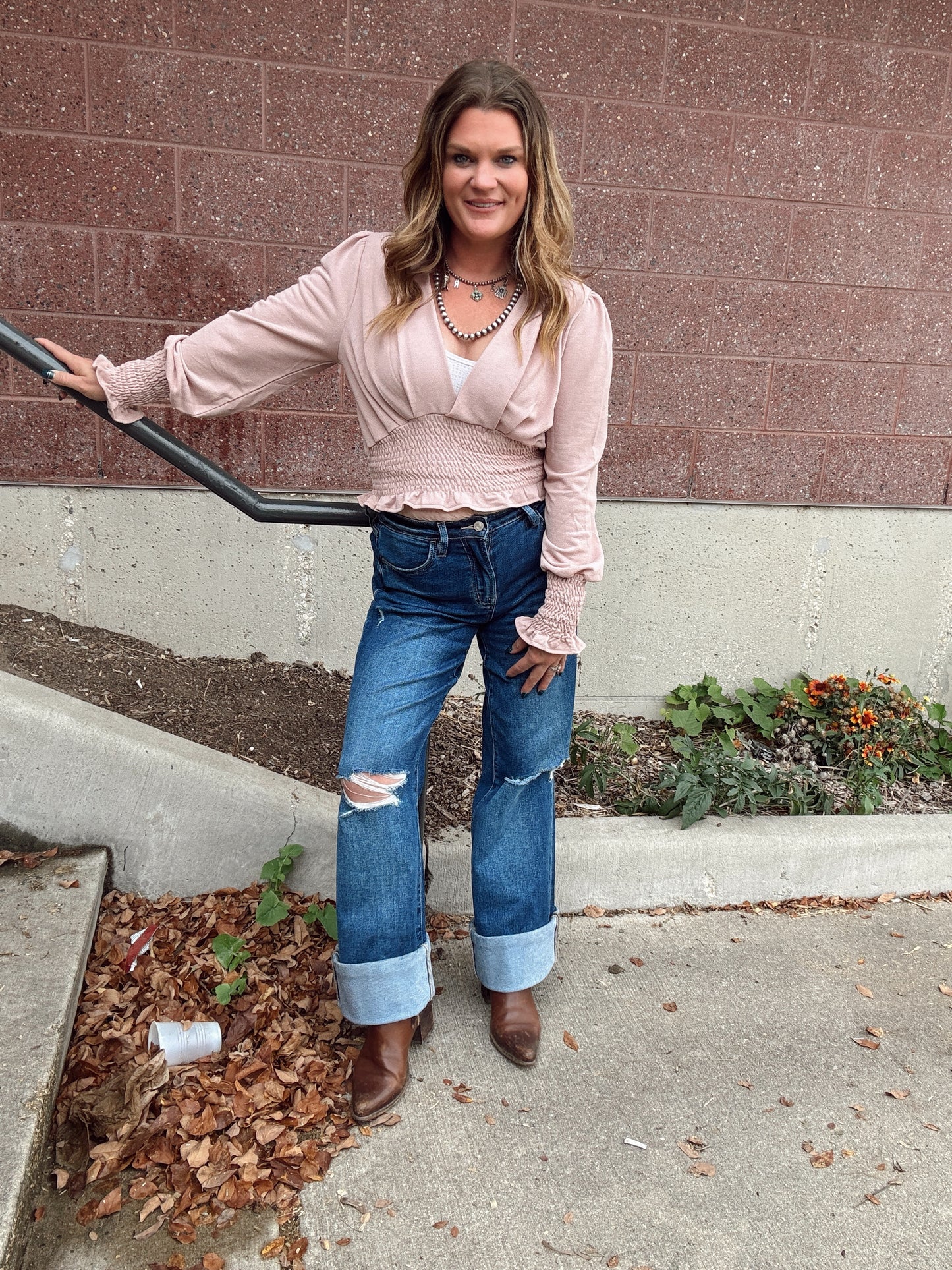 Rose Smocked Waist Blouse