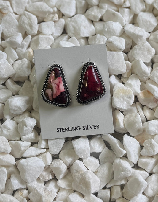 Genuine Navajo Dahlia Rose Studs