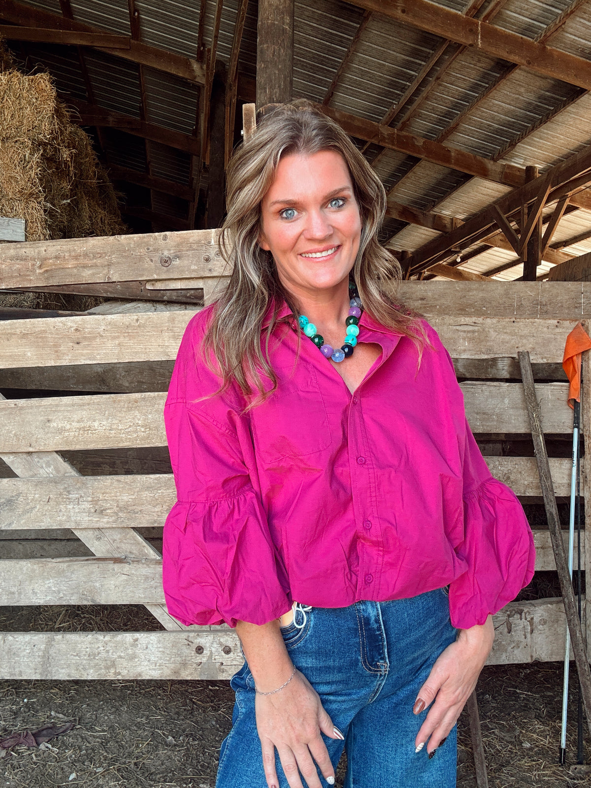 The Zoey Blouse- Fuchsia