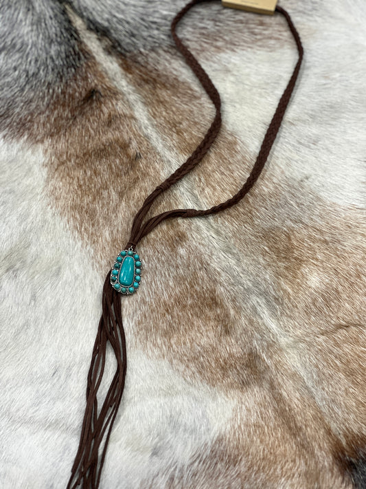 Leather + Turquoise Lariat