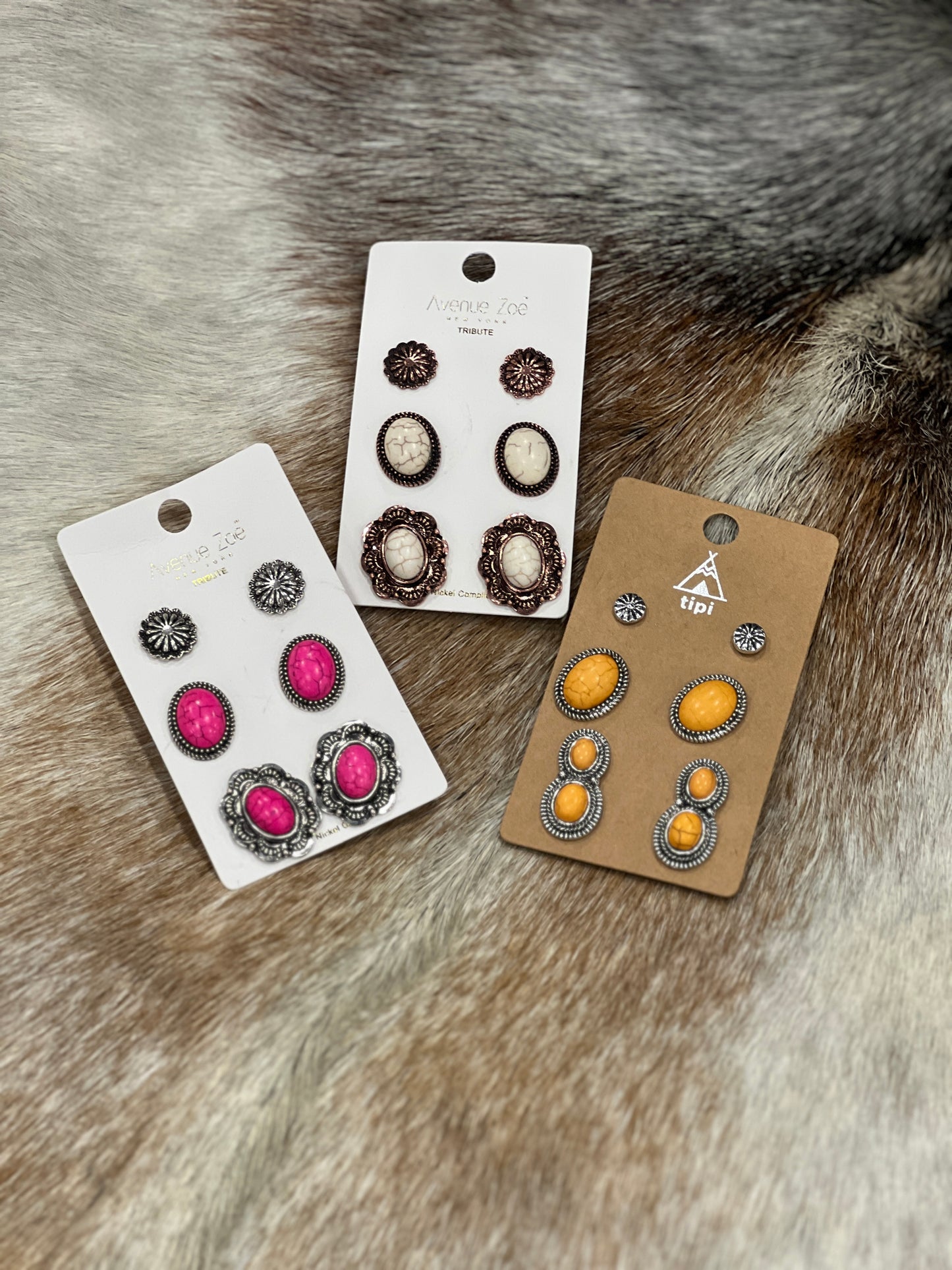 3 Pack Stud Earrings