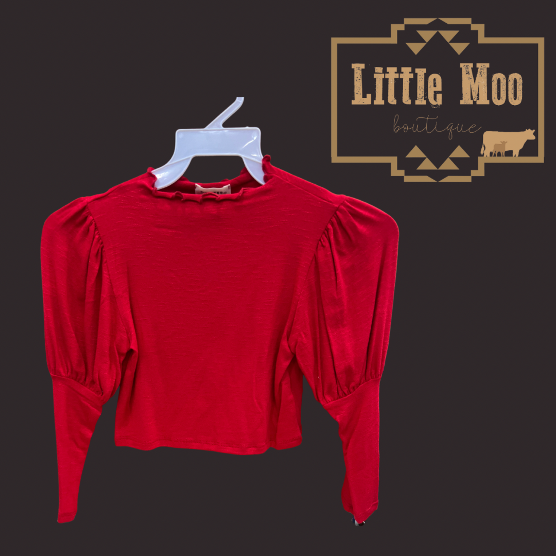 Girls Red Mock Neck Top