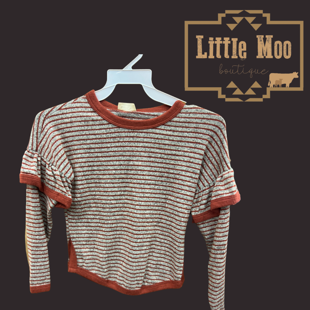 Girls Rust Striped Top