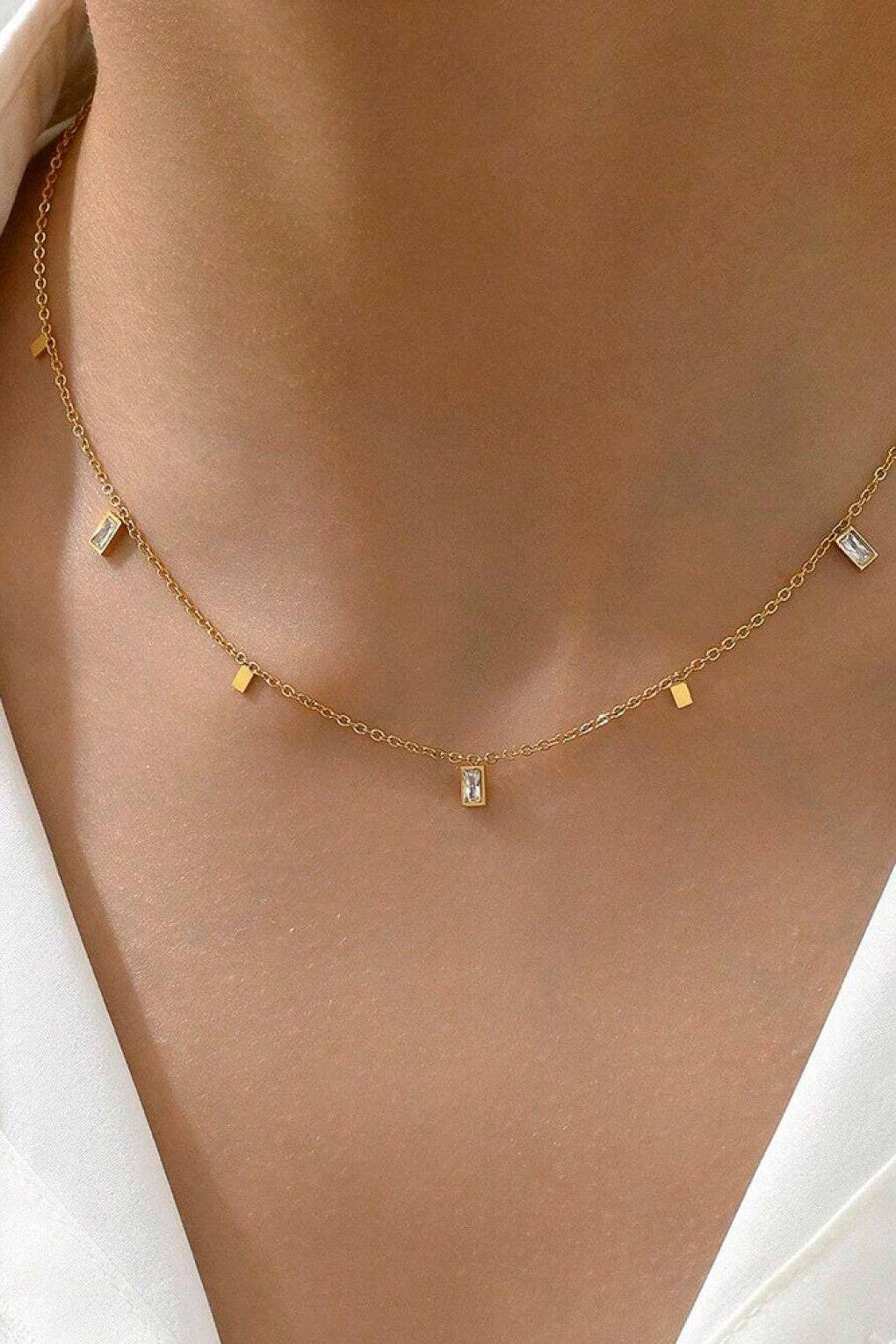 18K Gold Plated Waterproof Stainless Steel Chain Necklace - 7766