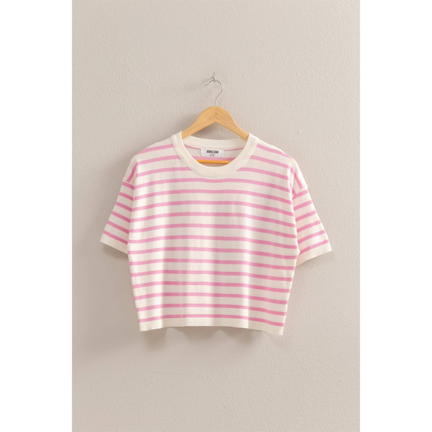 Striped Round Neck Striped Crop Top