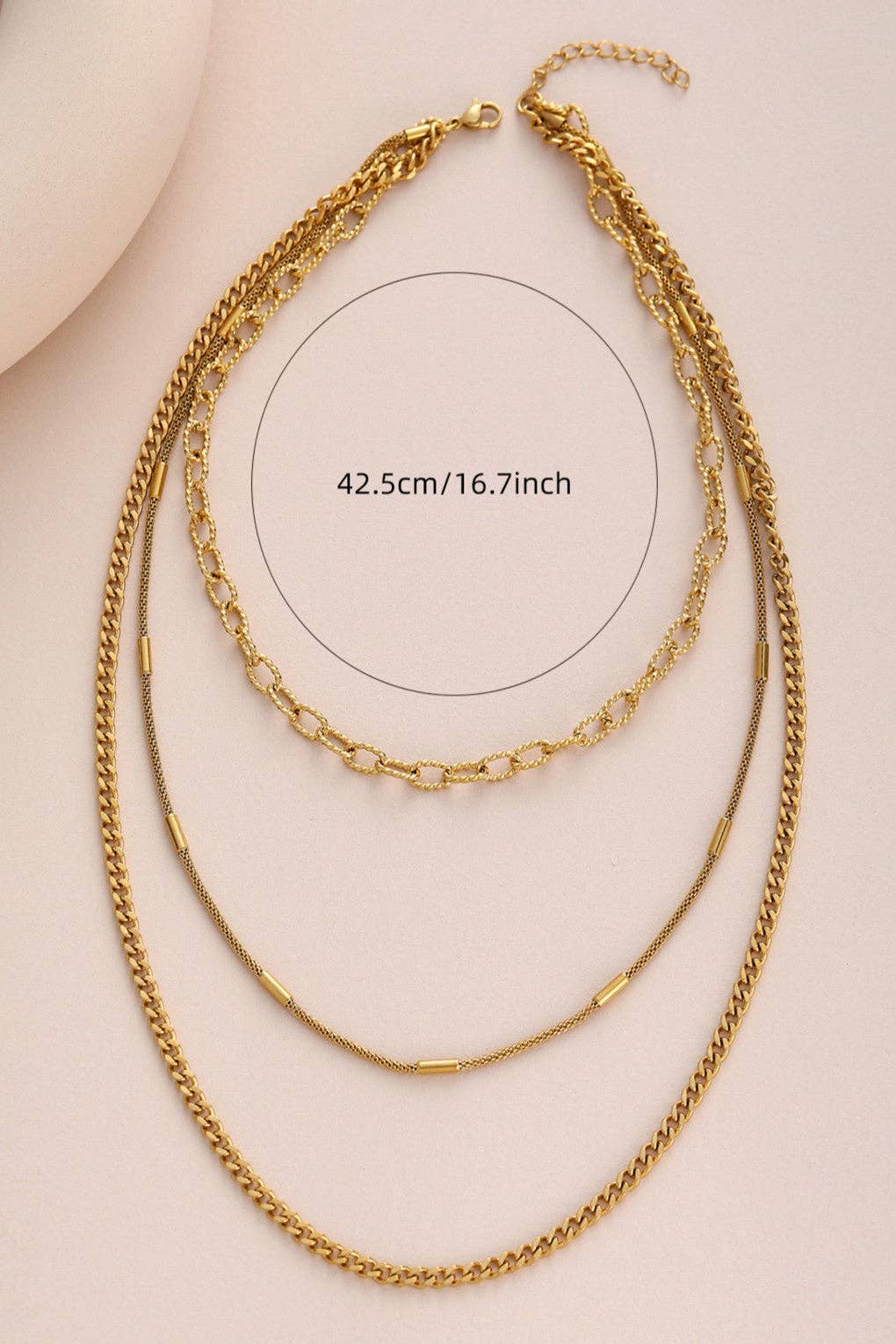 18K Gold Plated Waterproof Stainless Steel Chain Necklace - 7547