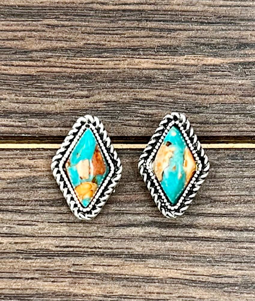 16mm Diamond Gemstone Stud Earrings