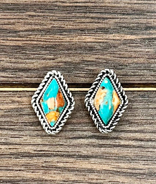16mm Diamond Gemstone Stud Earrings