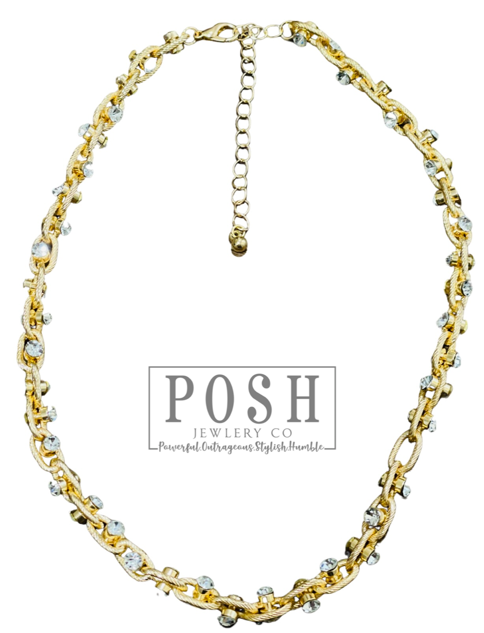 Gold chain and rhinestone necklace