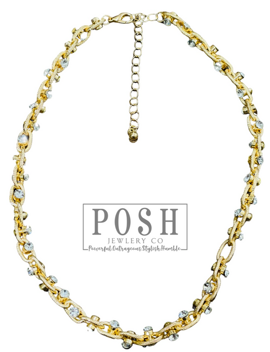 Gold chain and rhinestone necklace