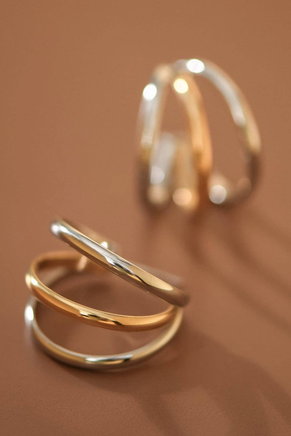 18K Gold Plated Waterproof Stainless Steel Hoop Earrings - 7794