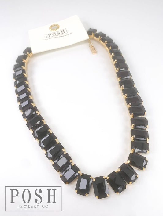 Rectangle rhinestone necklace