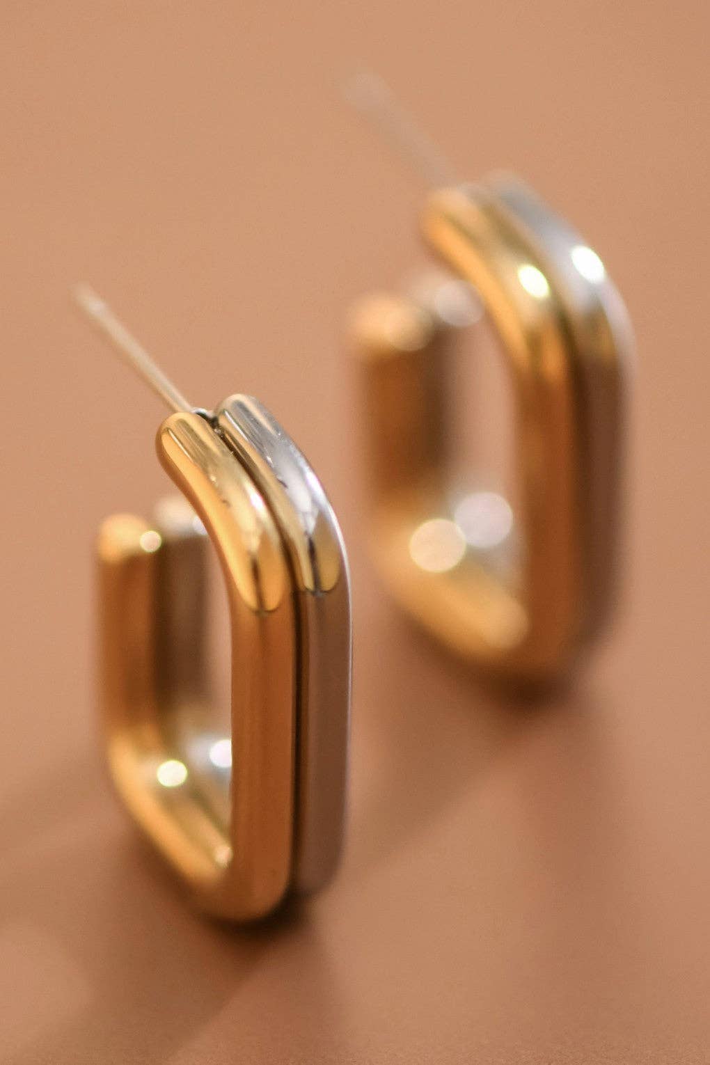 18K Gold Plated Waterproof Stainless Steel Hoop Earrings - 7782