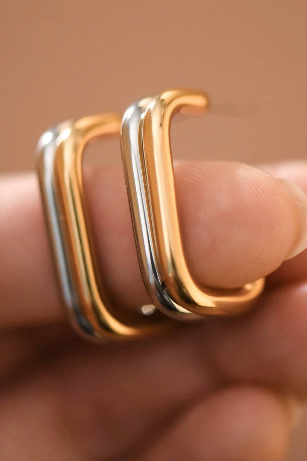 18K Gold Plated Waterproof Stainless Steel Hoop Earrings - 7782
