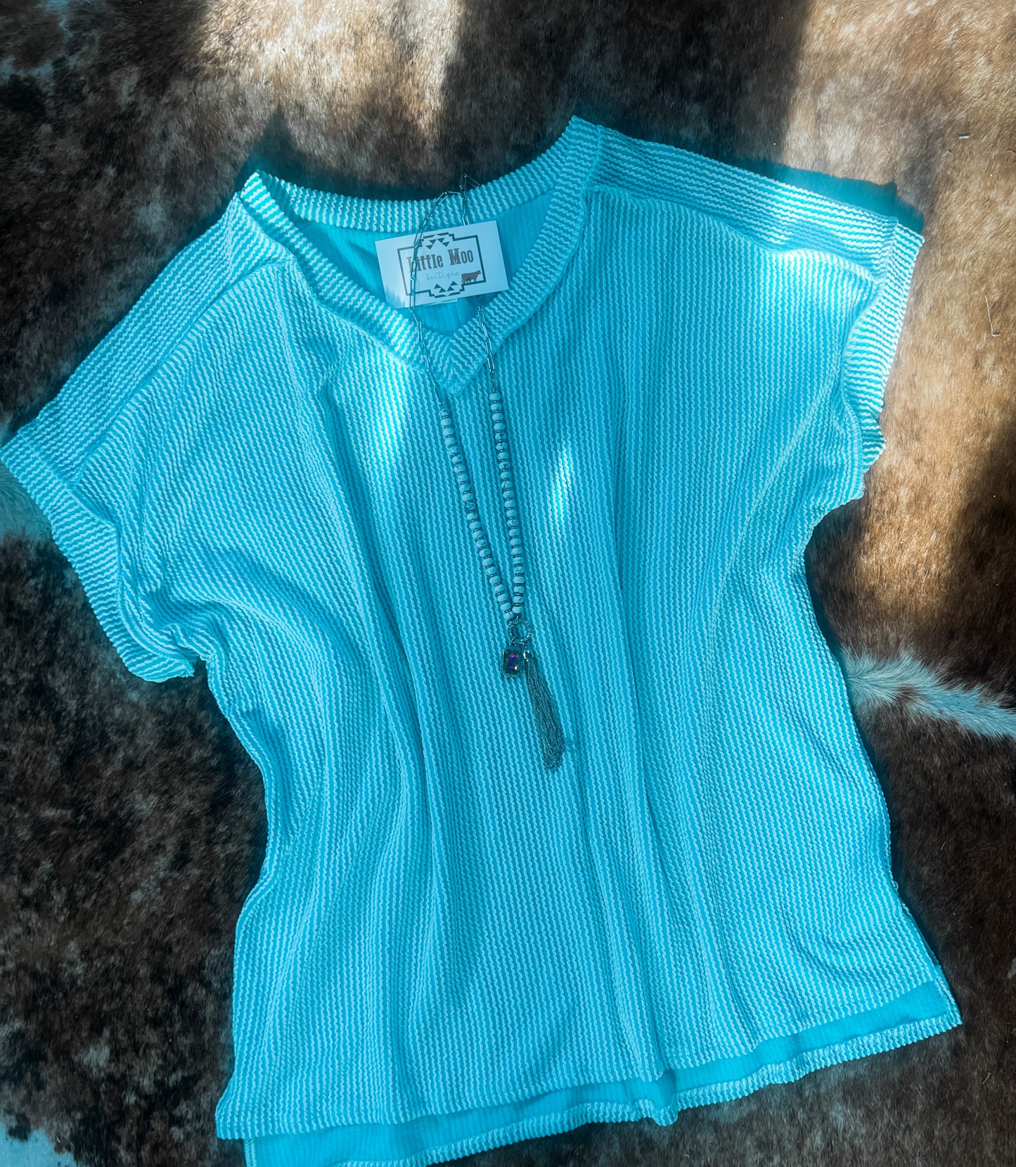 (S-3X) Rib V-Neck Top