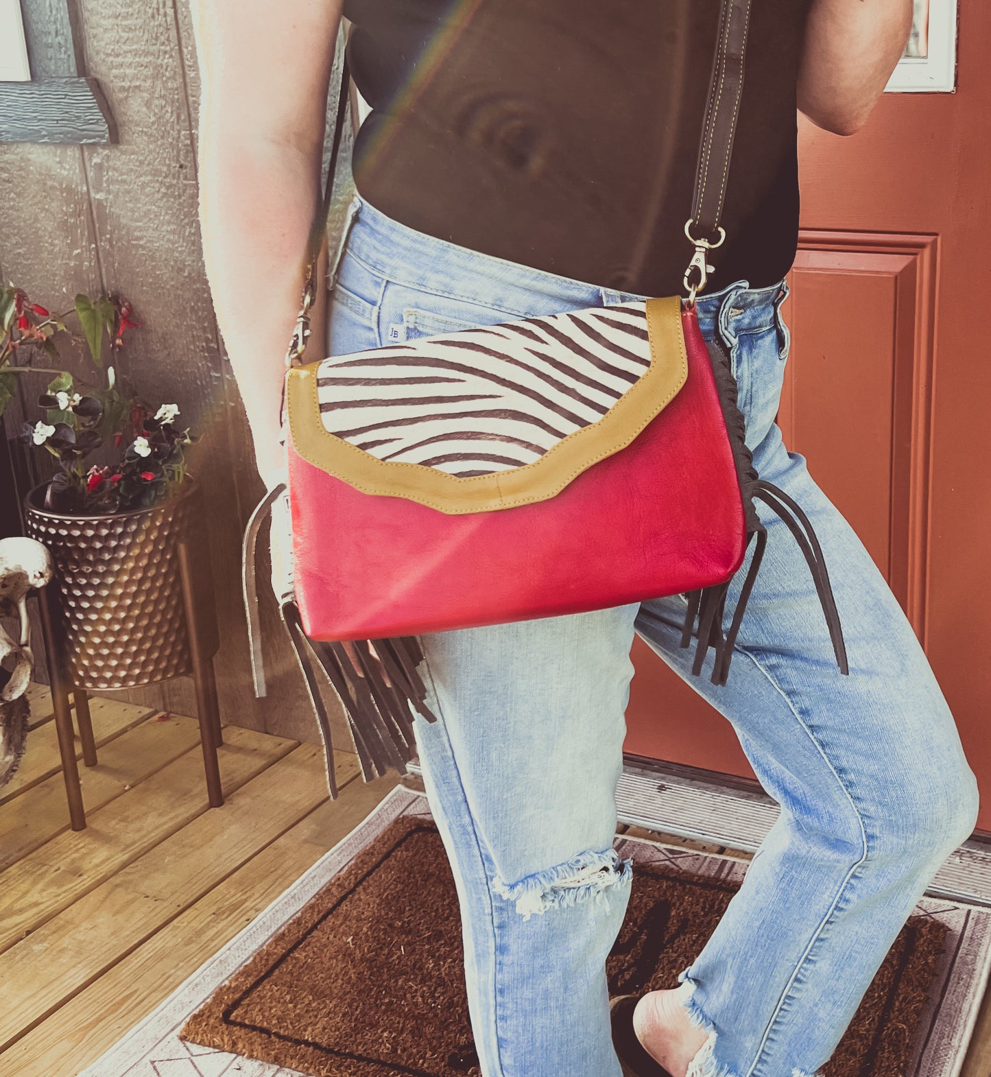 Leather + Hide Fringe Crossbody #4