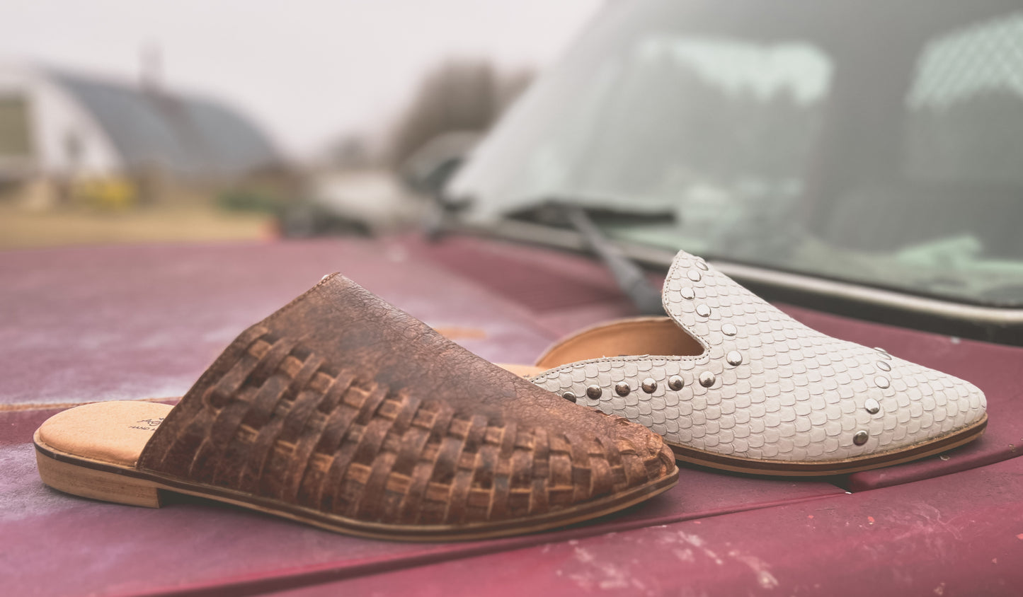 Maely Brown Woven Leather Mule