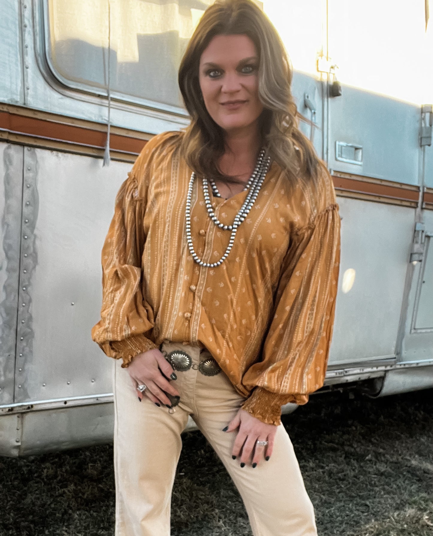 Mustard Flowy Top
